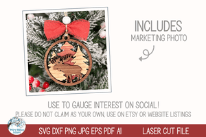 Moose Elk Woodland Animal Christmas Ornament SVG for Laser Cutter Wispy Willow Designs Company