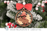 Moose Elk Woodland Animal Christmas Ornament SVG for Laser Cutter Wispy Willow Designs Company