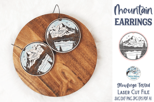 Mountain Earring SVG for Glowforge Laser Cutter Wispy Willow Designs Company