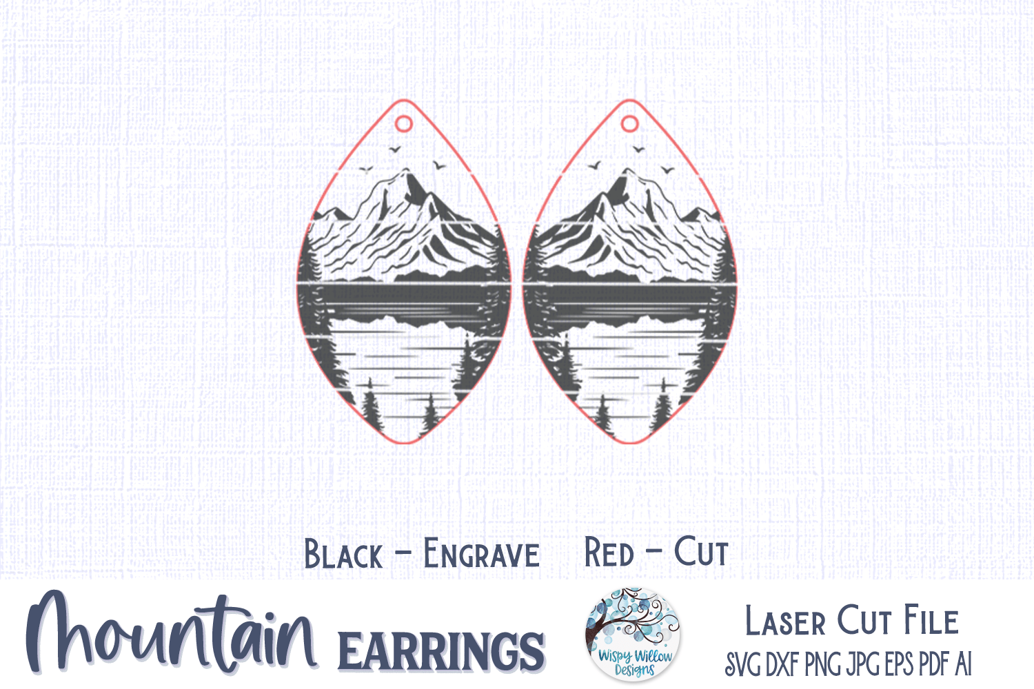 Mountain Earring SVG for Glowforge Laser Cutter Wispy Willow Designs Company