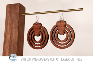 Nested Circle Geometric Ring Earring SVG File for Laser Wispy Willow Designs Company