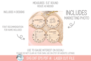 Newborn Baby Girl Birth Announcement Bundle - SVG File for Laser Cutter Wispy Willow Designs Company