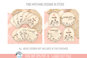 Newborn Baby Girl Birth Announcement Bundle - SVG File for Laser Cutter Wispy Willow Designs Company