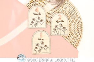 Newborn Baby Girl Flower Arch Milestone Bundle - SVG File for Laser Cutter Wispy Willow Designs Company