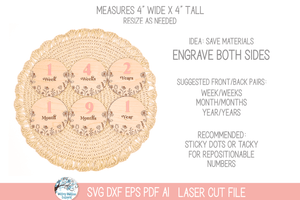 Newborn Baby Girl Wildflower Round Disc Milestone Bundle - SVG File for Laser Cutter Wispy Willow Designs Company