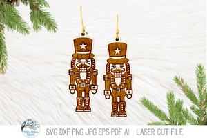 Nutcracker Christmas Earring SVG File for Laser Cutter Wispy Willow Designs Company