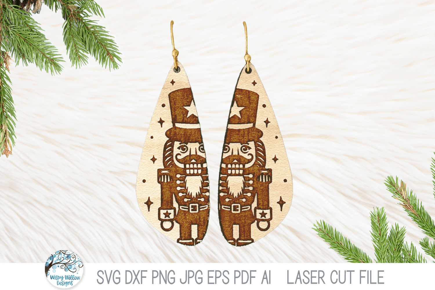 Nutcracker Earring - Christmas SVG File for Laser Cutter Wispy Willow Designs Company