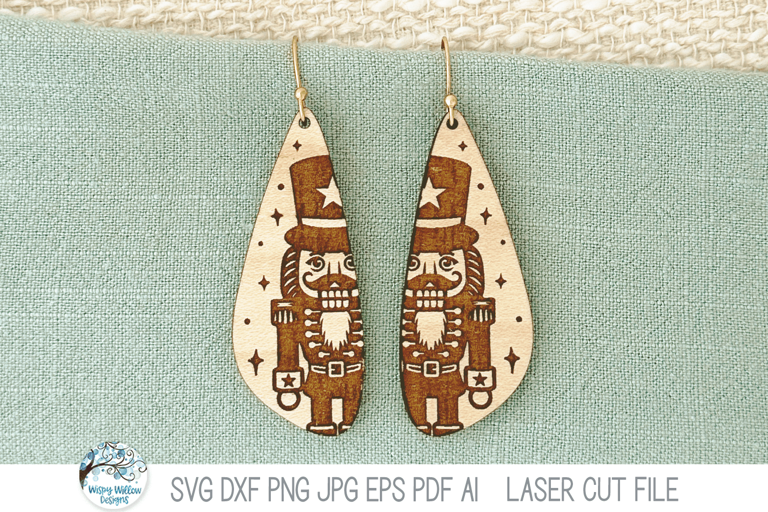 Nutcracker Earring - Christmas SVG File for Laser Cutter Wispy Willow Designs Company