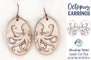 Octopus Earring File for Glowforge or Laser Cutter Wispy Willow Designs Company