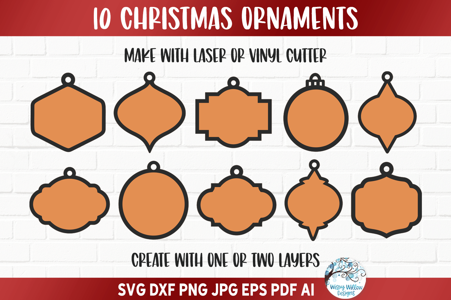 Ornament Shape Bundle SVG | Holiday Collection Wispy Willow Designs Company