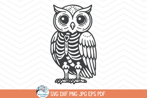 Owl Skeleton SVG | Spooky Halloween Owl Design Wispy Willow Designs Company