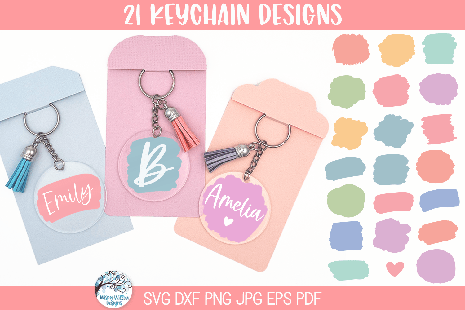 Paint Brush Stroke SVG File Bundle for Round Keychains - Made for Cricut Wispy Willow Designs Company