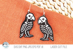 Parrot Bird Skeleton Halloween Earring File for Laser Cutter Wispy Willow Designs Company