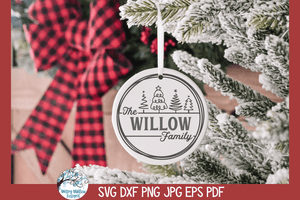 Personalized Christmas Family Sign  | Round Door Hanger SVG Wispy Willow Designs Company