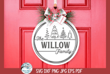 Personalized Christmas Family Sign  | Round Door Hanger SVG Wispy Willow Designs Company