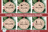 Personalized Family Christmas Ornament Bundle for Laser Cutter Wispy Willow Designs Company