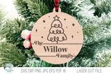 Personalized Family Name Christmas Tree Ornament for Laser Cutter Wispy Willow Designs Company