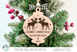 Personalized Family Name Moose Elk Christmas Ornament SVG File for Laser Cutter Wispy Willow Designs Company