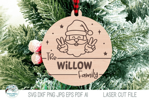 Personalized Family Name Santa Claus Ornament for Laser Cutter Wispy Willow Designs Company