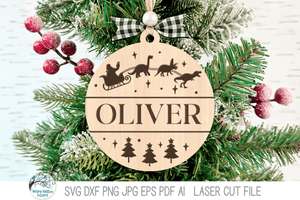 Personalized Funny Animal Santa Sleigh Christmas Ornament Bundle for Laser Cutter Wispy Willow Designs Company