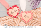 Personalized Heart Valentine's Day Basket Tag SVG File for Laser Cutter Wispy Willow Designs Company