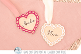 Personalized Heart Valentine's Day Basket Tag SVG File for Laser Cutter Wispy Willow Designs Company