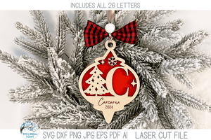 Personalized Monogram Christmas Tree Ornament Bundle for Laser Cutter Wispy Willow Designs Company