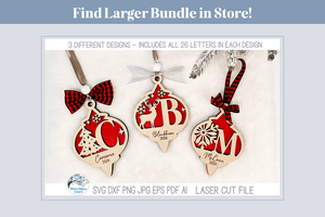 Personalized Monogram Christmas Tree Ornament Bundle for Laser Cutter Wispy Willow Designs Company