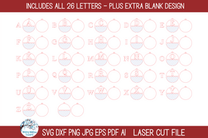 Personalized Monogram Letter Farmhouse Christmas Ornament Bundle for Laser Cutter Wispy Willow Designs Company