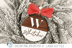 Personalized Monogram Letter Farmhouse Christmas Ornament Bundle for Laser Cutter Wispy Willow Designs Company