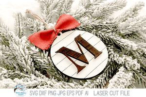 Personalized Monogram Shiplap Farmhouse Christmas Ornament Bundle for Laser Cutter Wispy Willow Designs Company