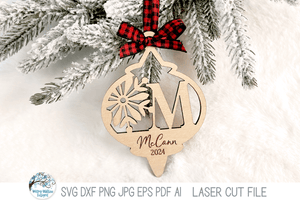 Personalized Monogram Snowflake Christmas Ornament Bundle for Laser Cutter Wispy Willow Designs Company