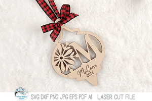 Personalized Monogram Snowflake Christmas Ornament Bundle for Laser Cutter Wispy Willow Designs Company