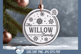 Personalized Winter Holiday Family Sign  | Round Door Hanger SVG Wispy Willow Designs Company