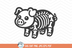 Pig Skeleton SVG | Halloween Farm Animal PNG Wispy Willow Designs Company