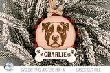 Pitbull Dog Christmas Ornament SVG File for Laser Cutter Wispy Willow Designs Company