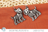 Pitbull Dog Skeleton Halloween Earring SVG File for Laser Wispy Willow Designs Company