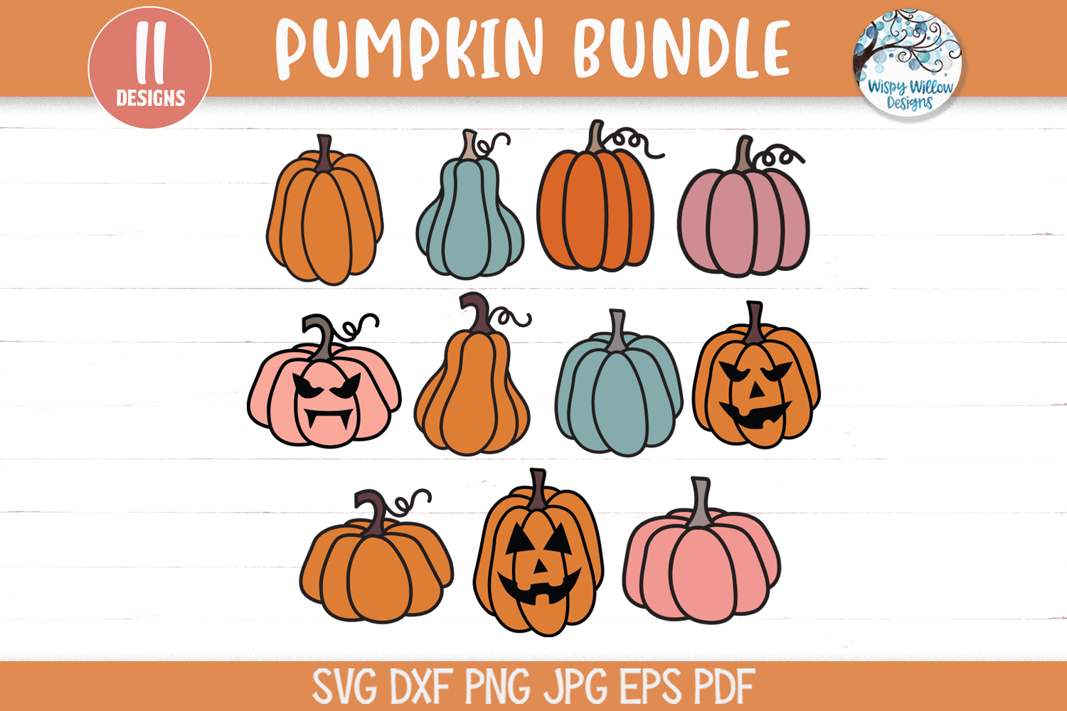 Pumpkin SVG Bundle Wispy Willow Designs Company