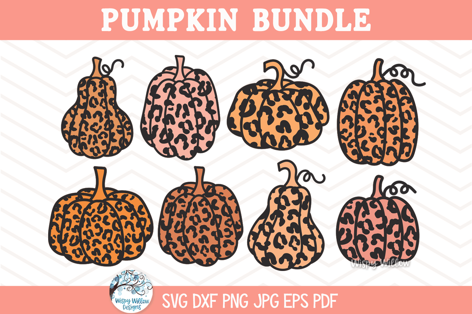 Pumpkin with Leopard Print SVG | Fall Decor Art Wispy Willow Designs Company