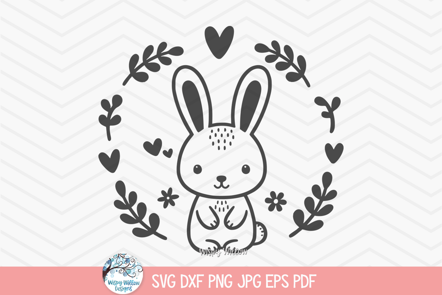 Rabbit SVG | Little Bunny Love Graphic Wispy Willow Designs Company