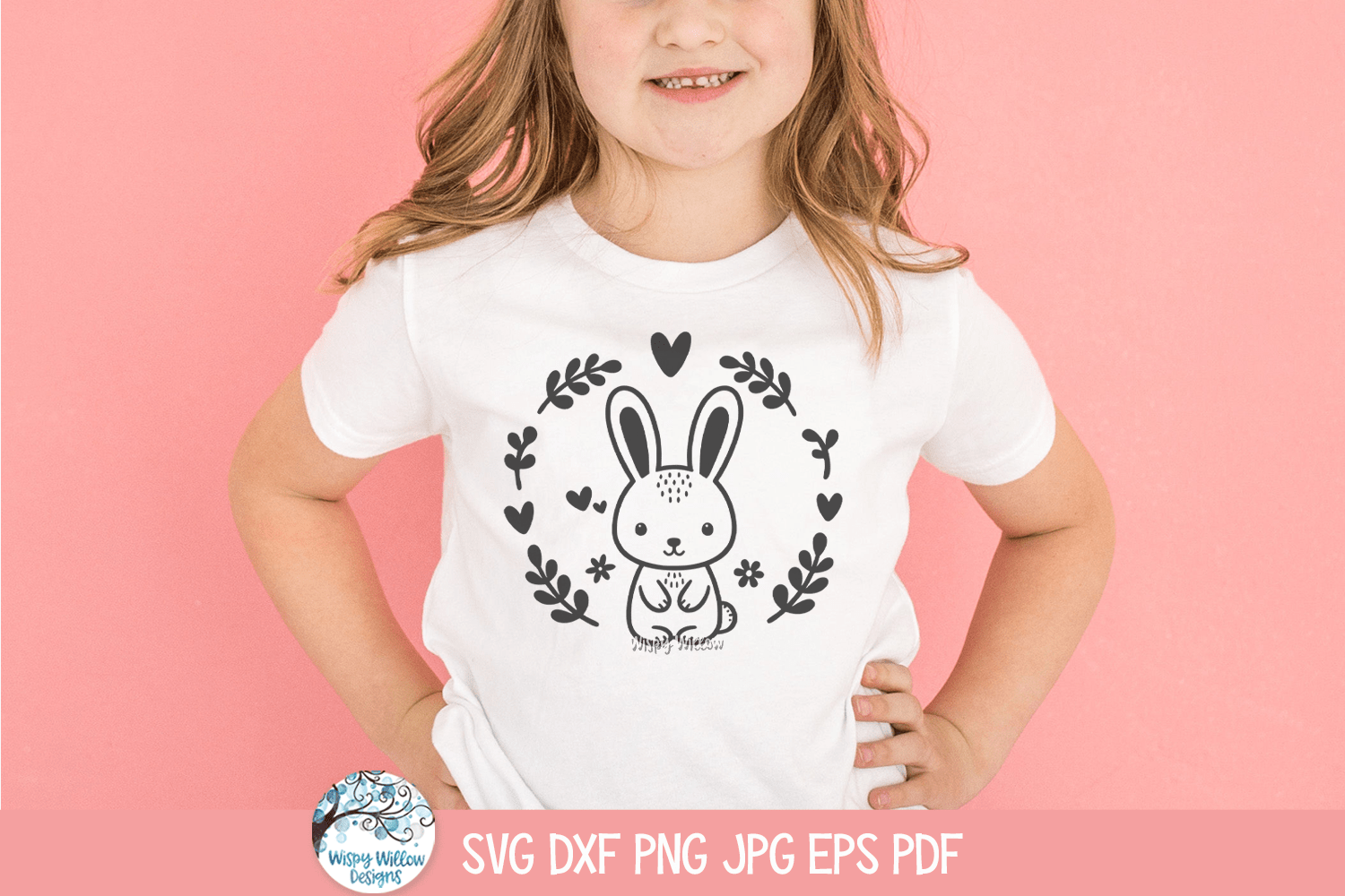 Rabbit SVG | Little Bunny Love Graphic Wispy Willow Designs Company