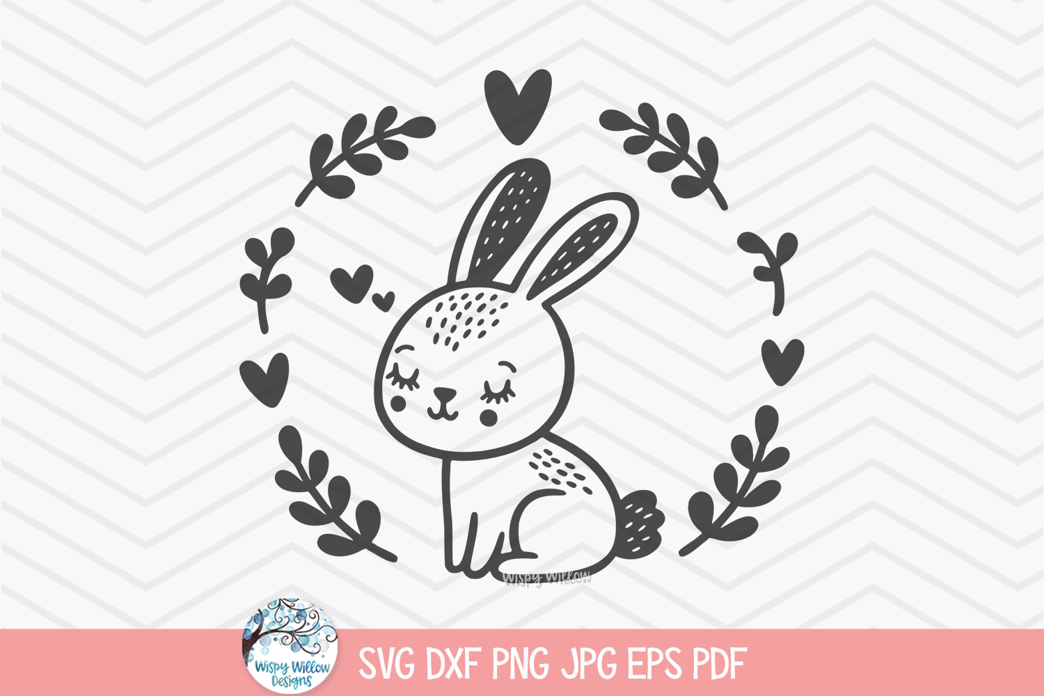 Rabbit SVG | Whimsical Rabbit Graphics Wispy Willow Designs Company