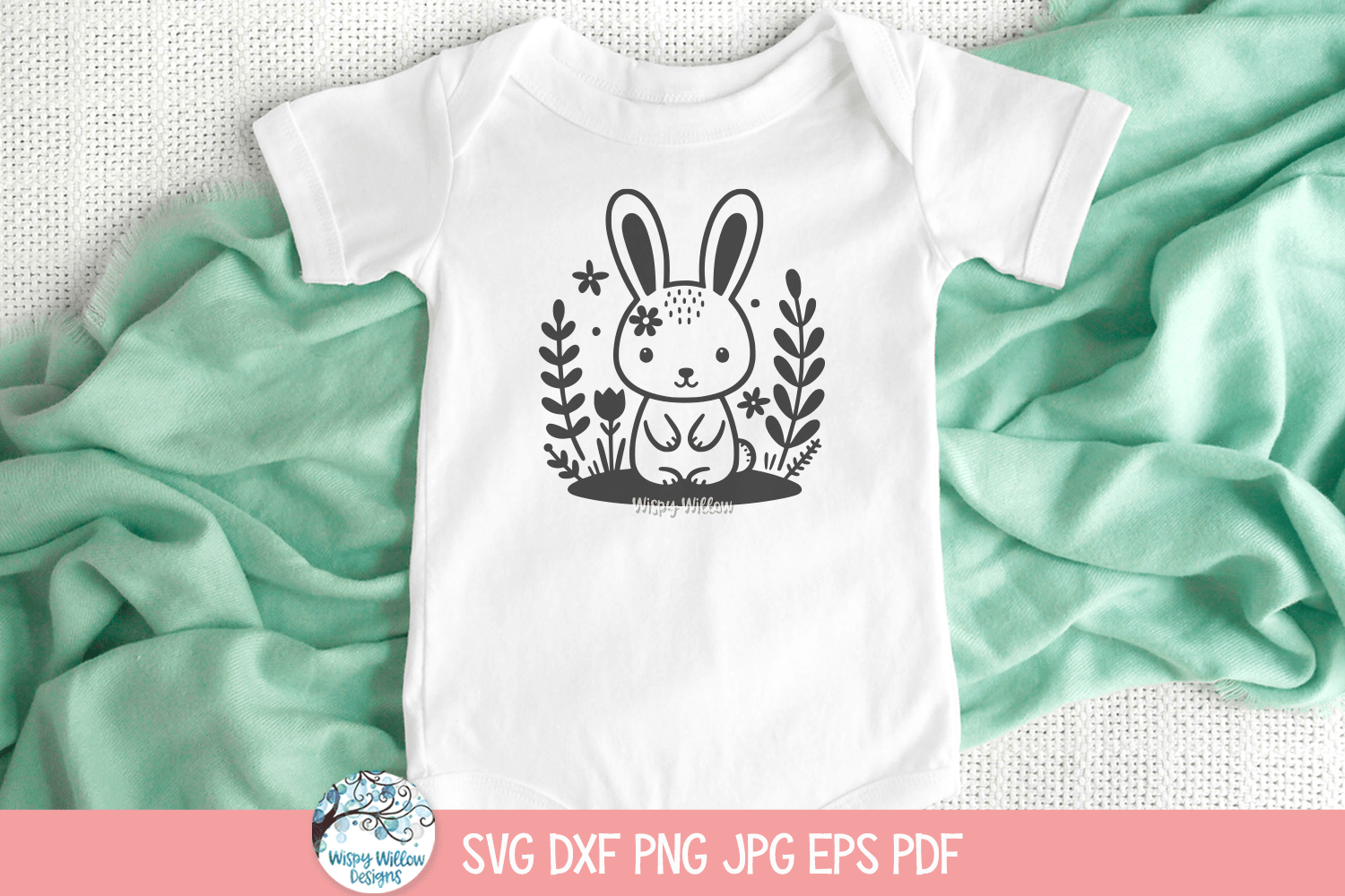 Rabbit SVG | Whimsical Rabbit Sketch Design Wispy Willow Designs Company