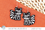 Raccoon Skeleton Halloween Earring SVG File for Laser Cutter Wispy Willow Designs Company