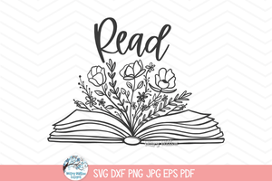 Read Floral Book SVG File for Cricut Wispy Willow Designs Company