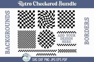 Retro Checkered Bundle SVG | Geometric Borders Illustrations Wispy Willow Designs Company