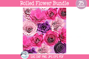 Rolled Flowers SVG Bundle | Intricate Floral Cut 3D Designs Wispy Willow Designs Company