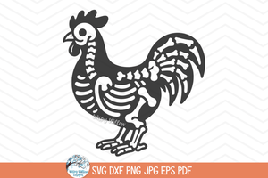 Rooster Skeleton SVG | Farm Animal Halloween Skeleton Design Wispy Willow Designs Company