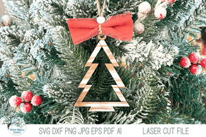 Rustic Farmhouse Christmas Tree Ornament SVG for Laser Cutter Wispy Willow Designs Company