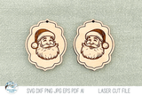 Santa Claus Christmas Earrings SVG File for Laser Cutter Wispy Willow Designs Company